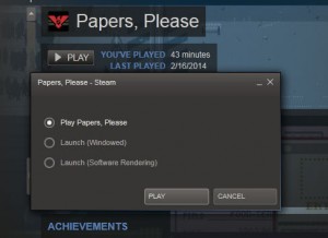 Papers, Please launch screen where you can launch it in windowed mode.