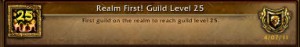 Short's guild leading accomplishment of Realm First Guild Level 25.