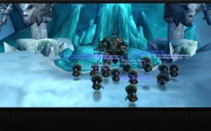 Short raid led along with her guild leading and here she and her raiders are seen as turkeys infront of the Lich King.