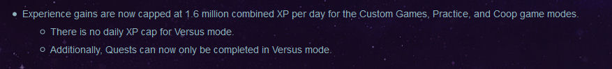 A screenshot is seen from the recent Heroes of the Storm changes such as patch notes stating the difference in experience gains.