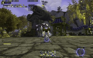 A World of Warcraft screenshot displaying the Deuteranopia version of Warcraft's Colorblind Mode.