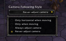Camera following style options seen from the in-game Interface option displaying why a Move Pad needs rotation.