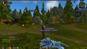 Short explains why she love the World of Warcraft Ironman Challenge! Seen is her character and her pet in the wild.