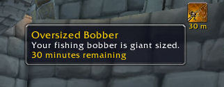 Short brings forth the news from the World of Warcraft: Legion Alpha of the new Oversized Bobbers bring accessibility to Legion. Seen is the effect box, "Your fishing bobber is giant sized."