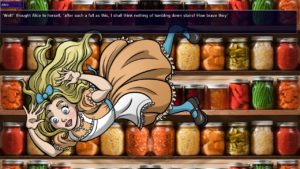 Short talks on the accessibility features present in the Wii U game Alice in Wonderland. Seen is the a clip from the game featuring Alice falling through canned jars.
