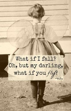 Short talks about her experience so far regarding the new revolutionary drug to treat Spinal Muscular Atrophy (SMA) Spinraza AKA Nusinersen. Seen is a vintage picture of a child in butterfly costume with motivational quote "What if I fall? Oh, but my darling, what if you fly?"