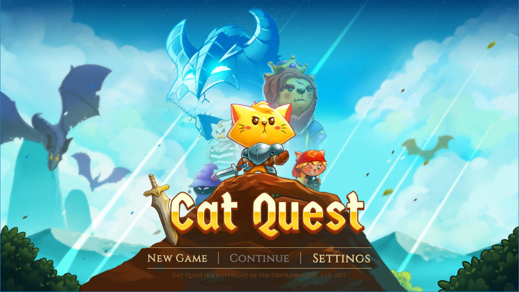 Short displays what options are available in the Steam game Cat Quest in today's Options for Accessibility. Seen is the game's main screen. 
