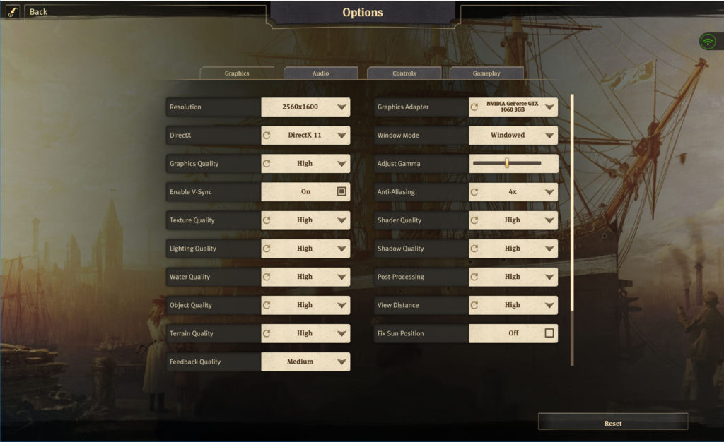 Image shows Ubisoft's Anno 1800's graphics options in today's Options for Accessibility.