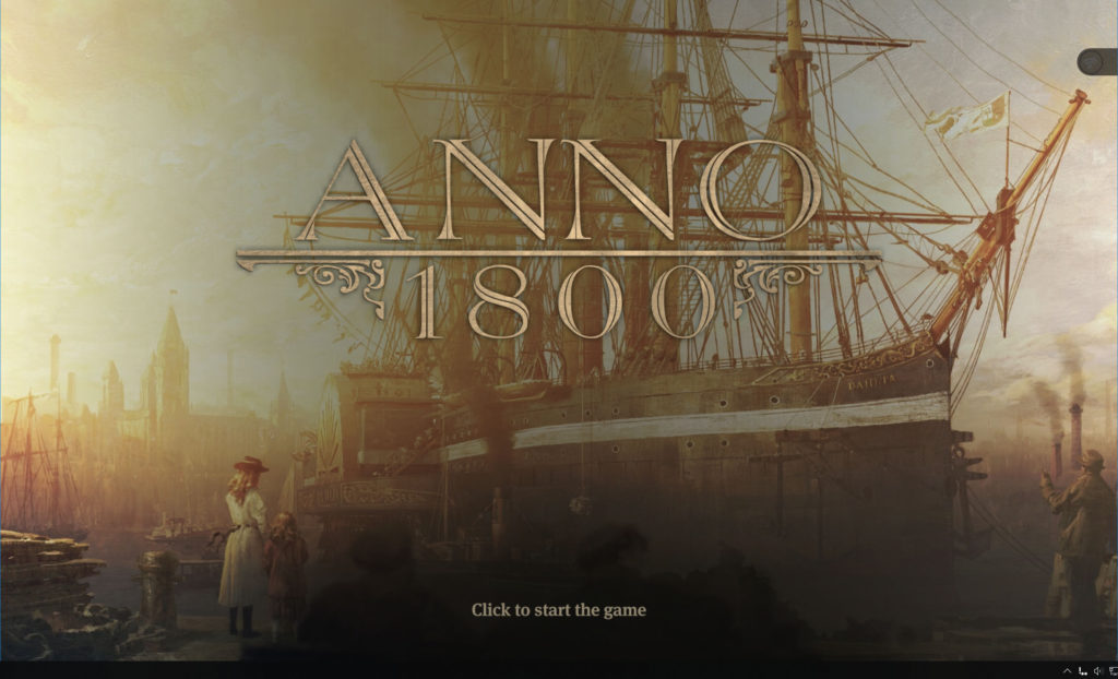 Image shows Ubisoft's Anno 1800 at its main screen in today's Accessibility First Look.
