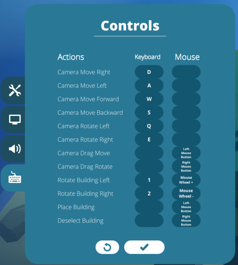 Image shows the GrizzlyGames Steam game known as Islanders and its control options in this segment of Options for Accessibility!