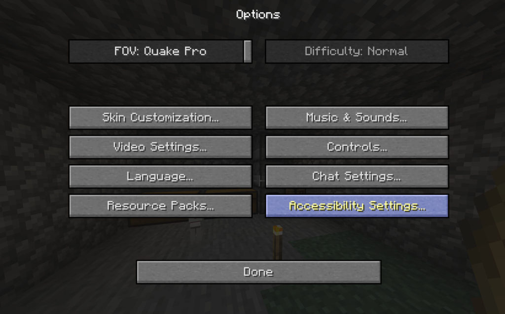 Image shows the new Minecraft 1.14 options menu.