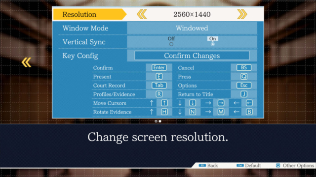 Seen is the resolution options for Phoenix Wright: Ace Attorney Trilogy in today's Options for Accessibility.