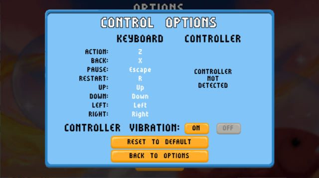 Seen are the control options for the Steam game Bubbles the Cat in today's Options for Accessibility.