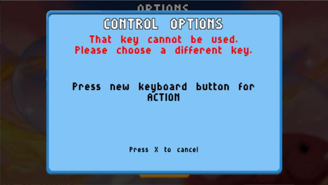Seen are the continued control options for the Steam game Bubbles the Cat in today's Options for Accessibility.