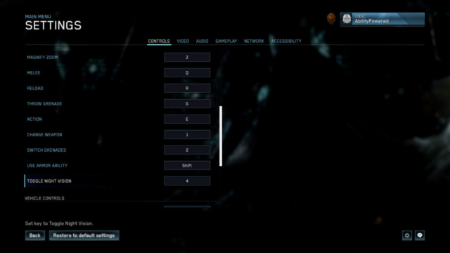 Seen are the continued control settings screen for movement controls in Halo Master Chief Collection in today's Options for Accessibility.