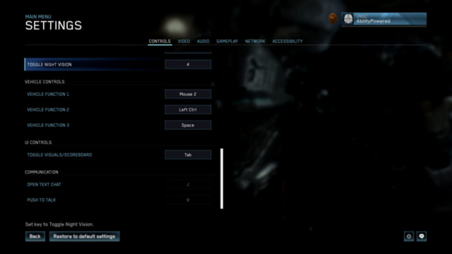 Seen are the control settings screen for vehicle controls in Halo Master Chief Collection in today's Options for Accessibility.