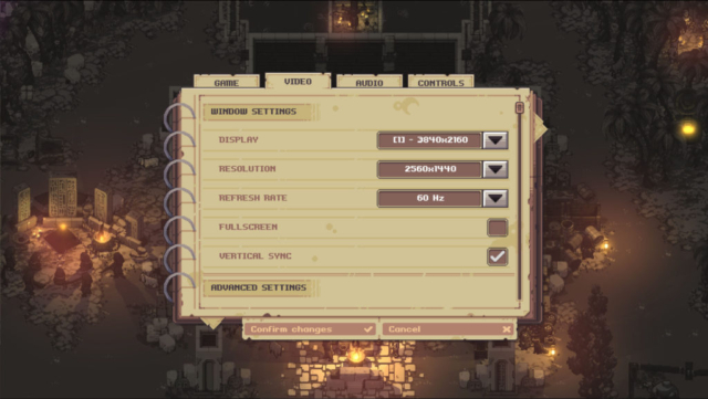 Here be the video settings for the Steam game Pathway made by Robotality the topic of today's Options for Accessibility.
