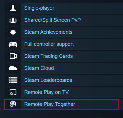 Image shows the options for Steam's newest accessibility feature known as Remote Play Together