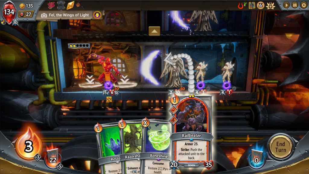 Image shows player choosing where to play a card on file play field in a match of Monster Hunter. Read here if you'd like to learn how Hearthstone's accessibility could be improved from Monster Hunter.