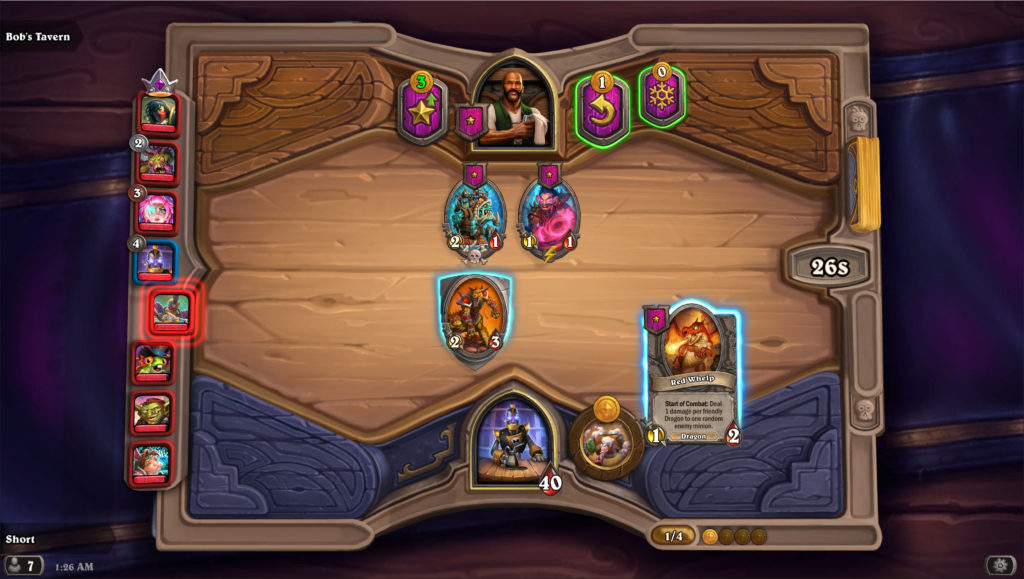 Image shows a card in Hearthstone being dragged on the game board. 