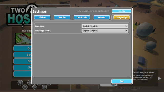 Short previews the Options for Accessibility for the Steam game Two Point Hospital by Two Point Studios. Here we see the language settings that let you choose which language you'd like to play with.