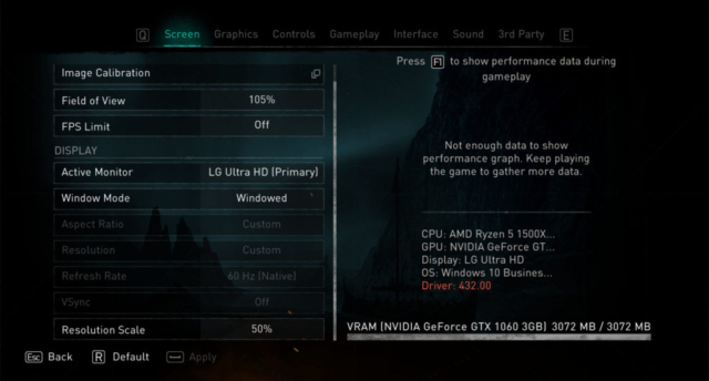 Short previews the Options for Accessibility for Assassin's Creed Valla by Ubisoft. Here we see the screen settings.
